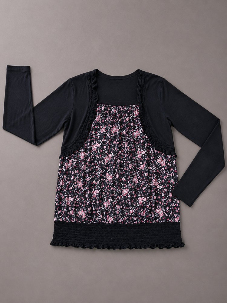 Çiçek Desenli Bolero Detaylı Bluz 