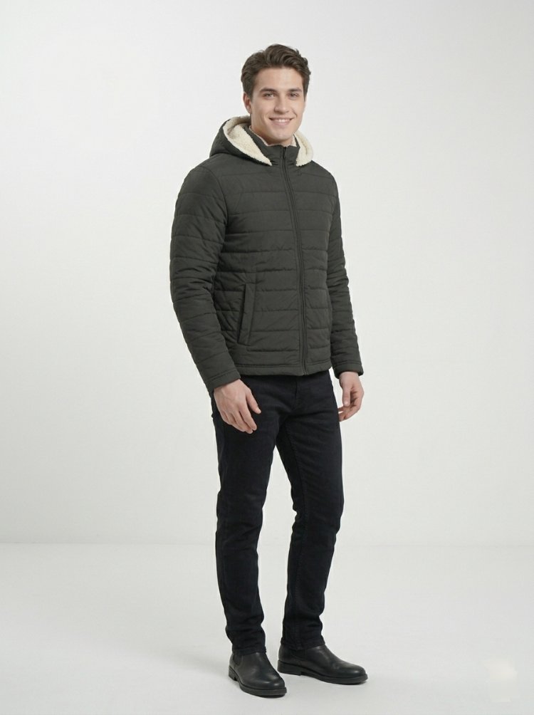 Siyah İçi Polarlı Unisex Kışlık Mont