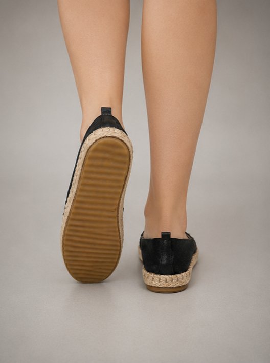 Bambi Siyah Taşlı ve Simli Espadril