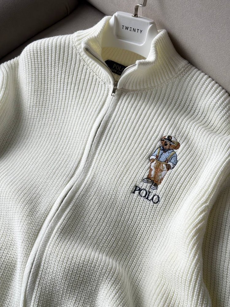 Polo Bear Triko Hırka Beyaz