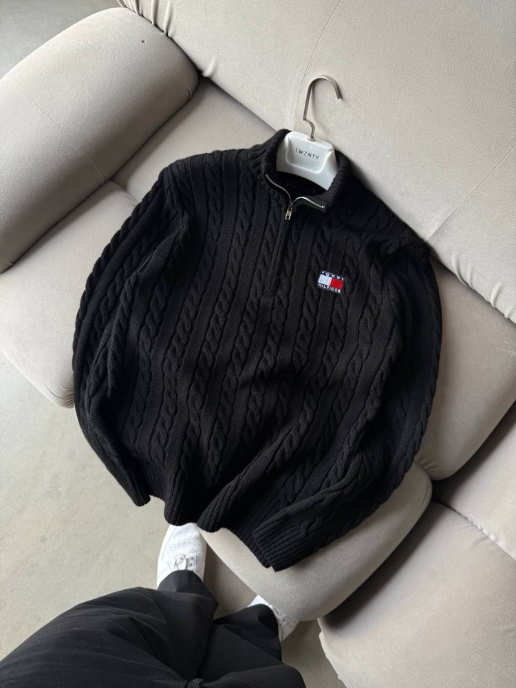 Tommy Hilfiger Zip Up Triko Siyah