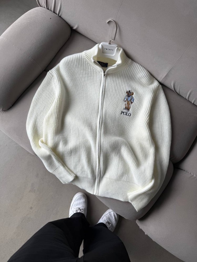 Polo Bear Triko Hırka Beyaz
