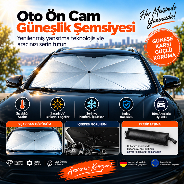 Oto Ön Cam Güneşlik – Pratik, Şık ve Etkili Koruma