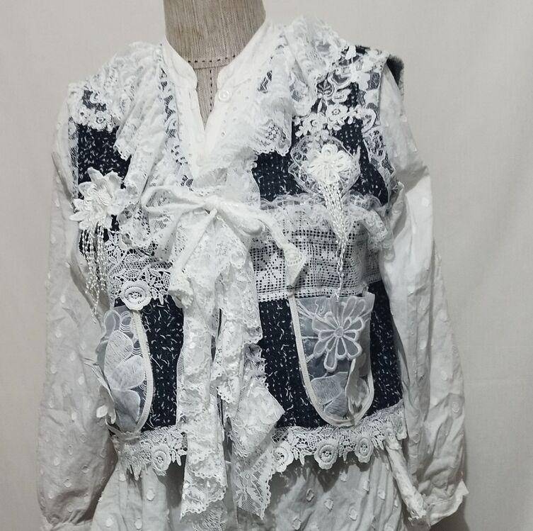 DANTELLİ KOT YELEK - L/XL BEDEN 