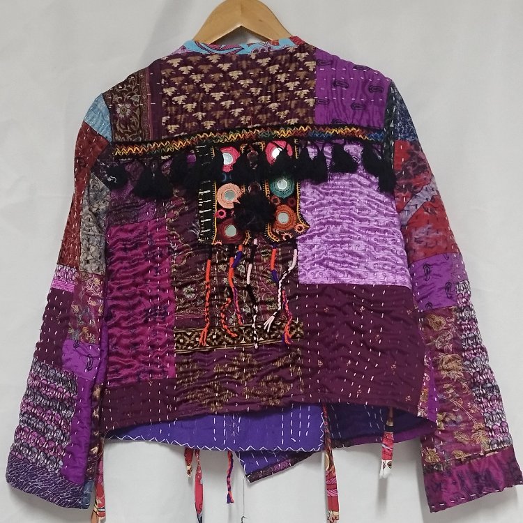 MORLU PATCHWORK ETNİK CEKET