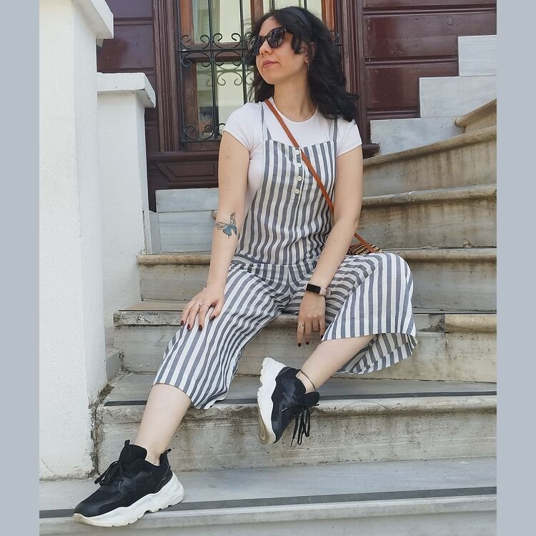 YAZIK ÇİZGİLİ PAMUKLU SALOPET M beden (38)