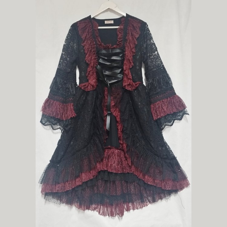 BORDO - SİYAH GOTİK ELBİSE 