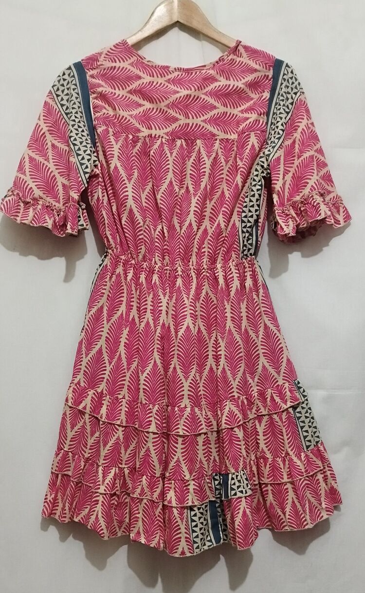 YAZLIK PAMUKLU KISA ELBİSE, PEMBE
