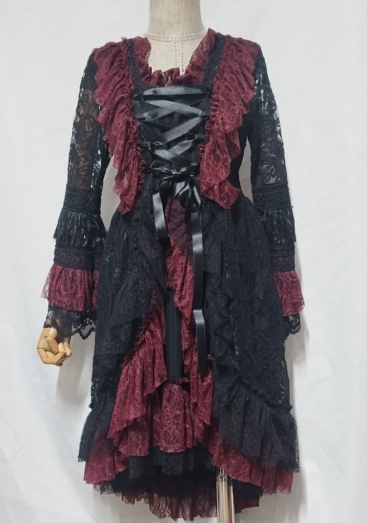 BORDO - SİYAH GOTİK ELBİSE 