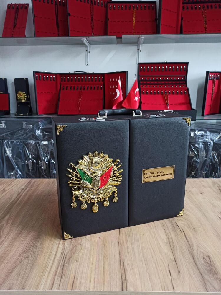 109'ADETLİ ŞİFRE KİLİTLİ OSMANLI TUĞRALI ÖZEL İSİMLİ TESBİH KOLEKSİYON ÇANTASI