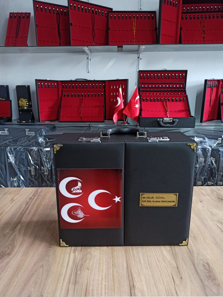 109'ADETLİ ŞİFRE KİLİTLİ ÜÇ HİLLALLİ ÖZEL İSİMLİ TESBİH KOLEKSİYON ÇANTASI
