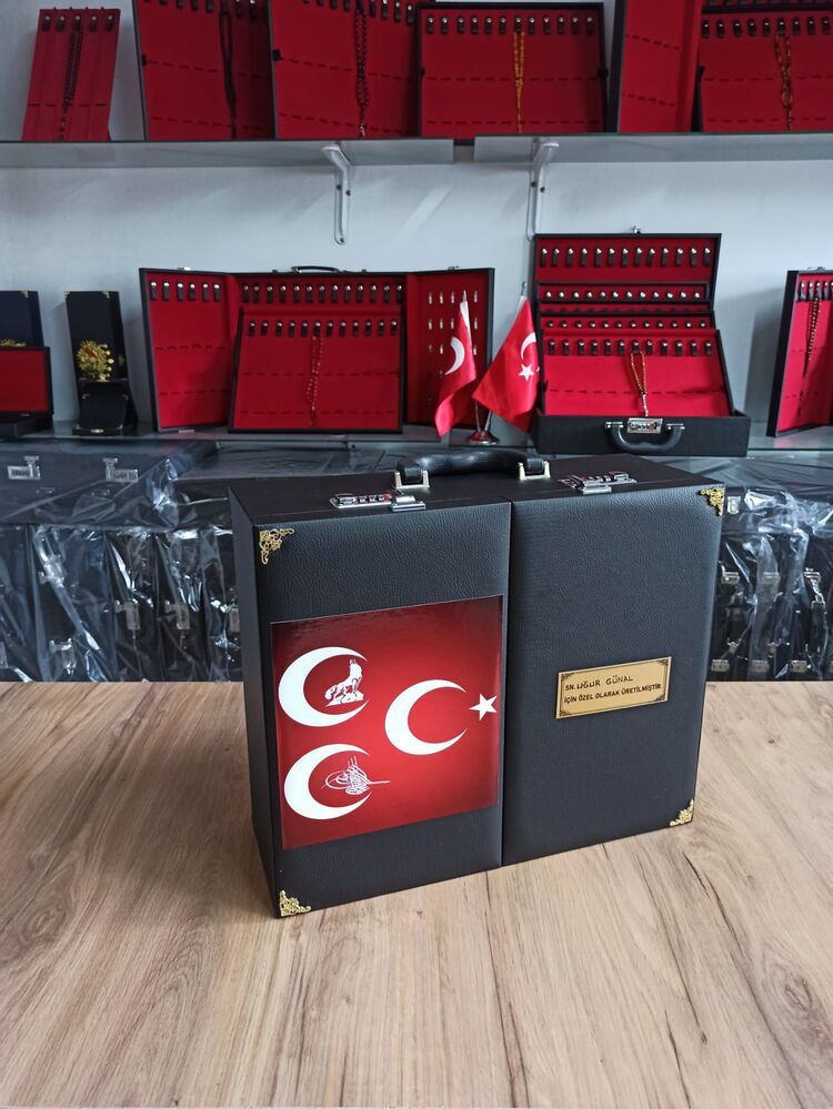 109'ADETLİ ŞİFRE KİLİTLİ ÜÇ HİLLALLİ ÖZEL İSİMLİ TESBİH KOLEKSİYON ÇANTASI