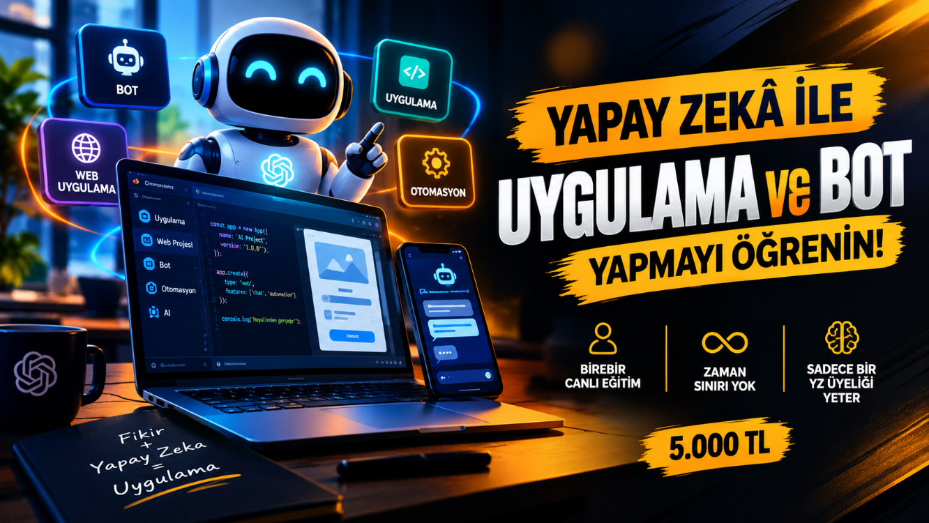 YAPAY ZEKÂ İLE UYGULAMA VE BOT YAPMAYI BİREBİR CANLI ÖĞRENİN!