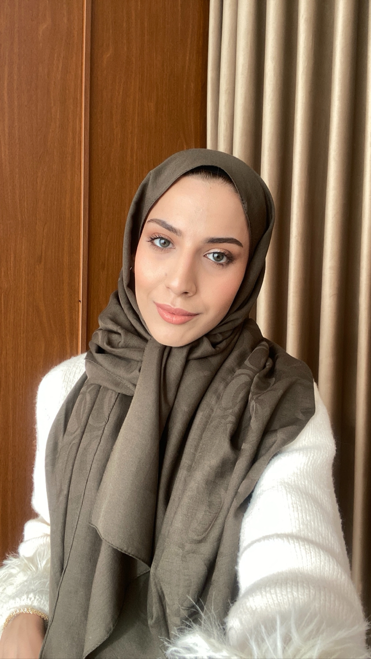 Muadil Dama Naia Desen Pamuklu Şal - Kiremit