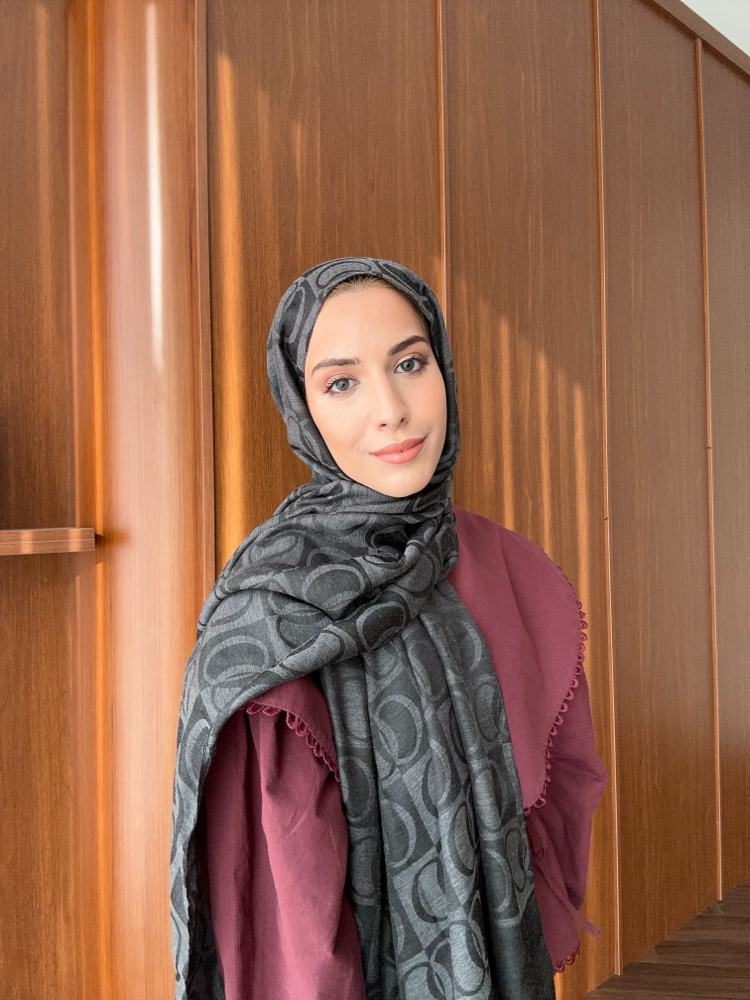 Dama Naia Desen Muadil Şal - Füme