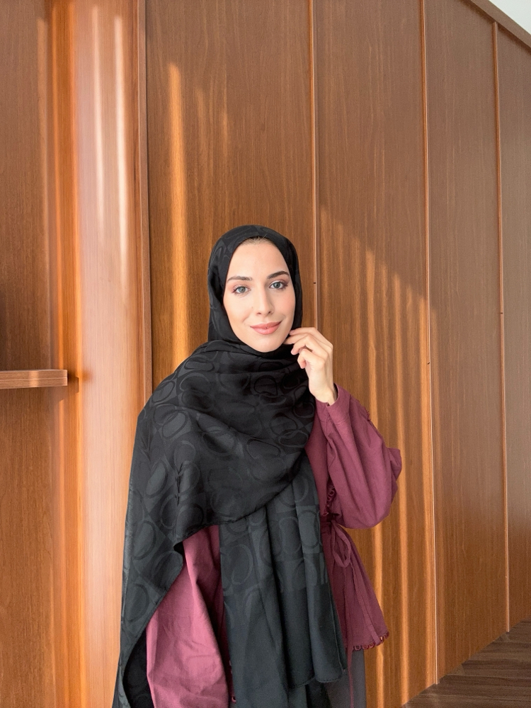 Dama Naia Desen Muadil Şal - Siyah 