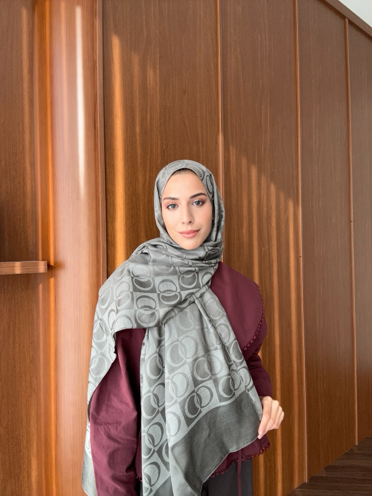 Dama Naia Desen Muadil Şal - Gri