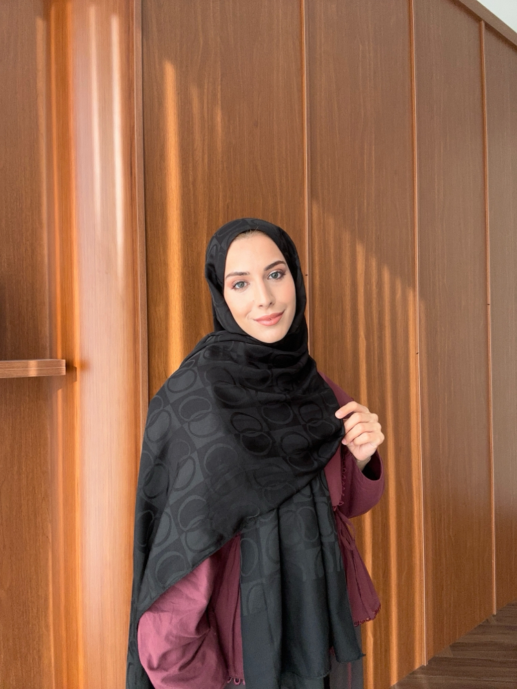 Dama Naia Desen Muadil Şal - Siyah 