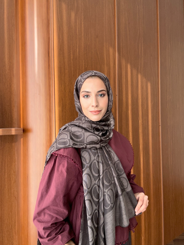 Dama Naia Desen Muadil Şal - Antrasit 