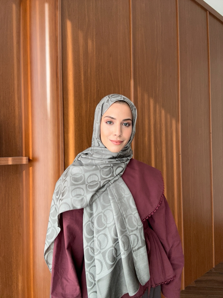 Dama Naia Desen Muadil Şal - Gri