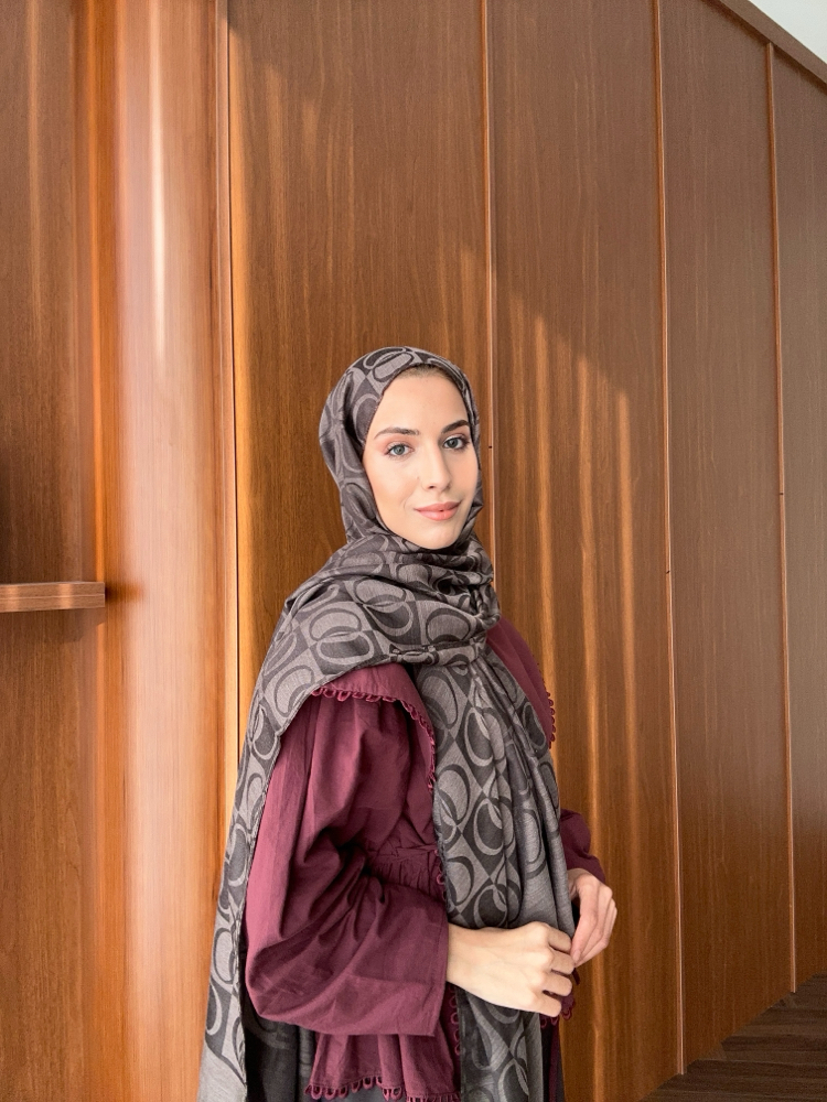 Dama Naia Desen Muadil Şal - Antrasit 
