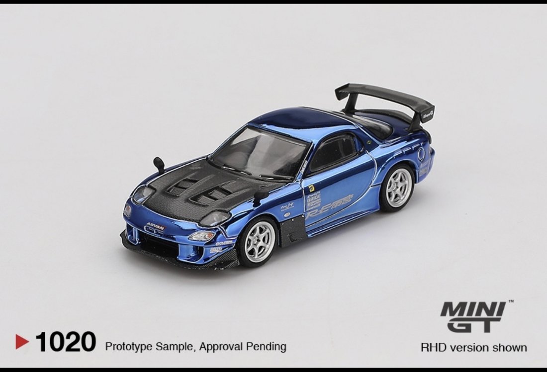 Mini GT 1020 Mazda RX-7 RE-Amemiya Chrome Blue 2025 Malaysia Diecast Expo Limit 3000