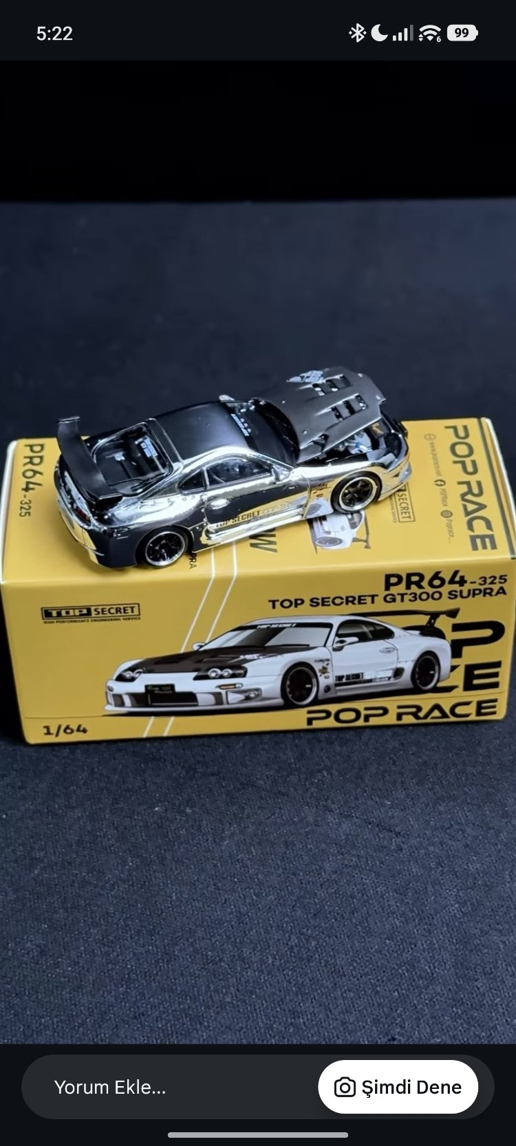 Pop Race 1/64 Factory Sealed Top Secret GT300 Supra Silver Chrome PR640325