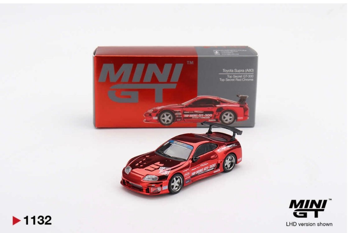 Mini GT Toyota Supra (A80) Top Secret GT-300 Top Secret Red Chrome MGT01132