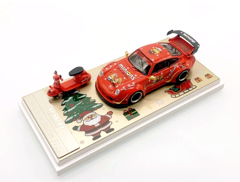 Ultimate Player 1:64 Red Christmas RWB 993 Bicycle Bike Sport Model Diecast Collect Car