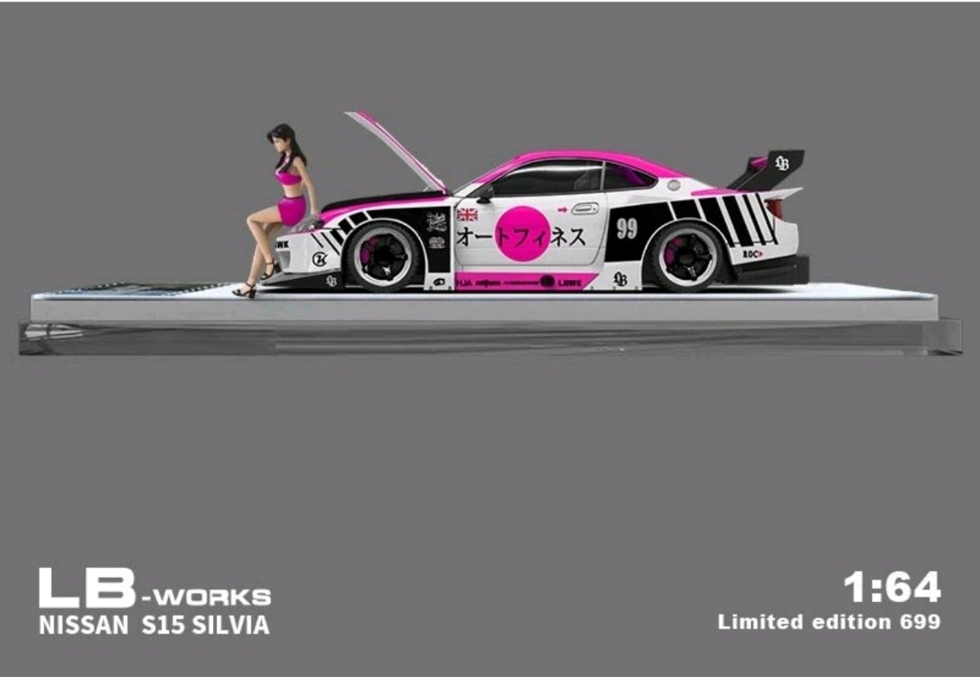 TPC NISSAN Silvia LB (S15) - Liberty Walk + Figure - Pink/White