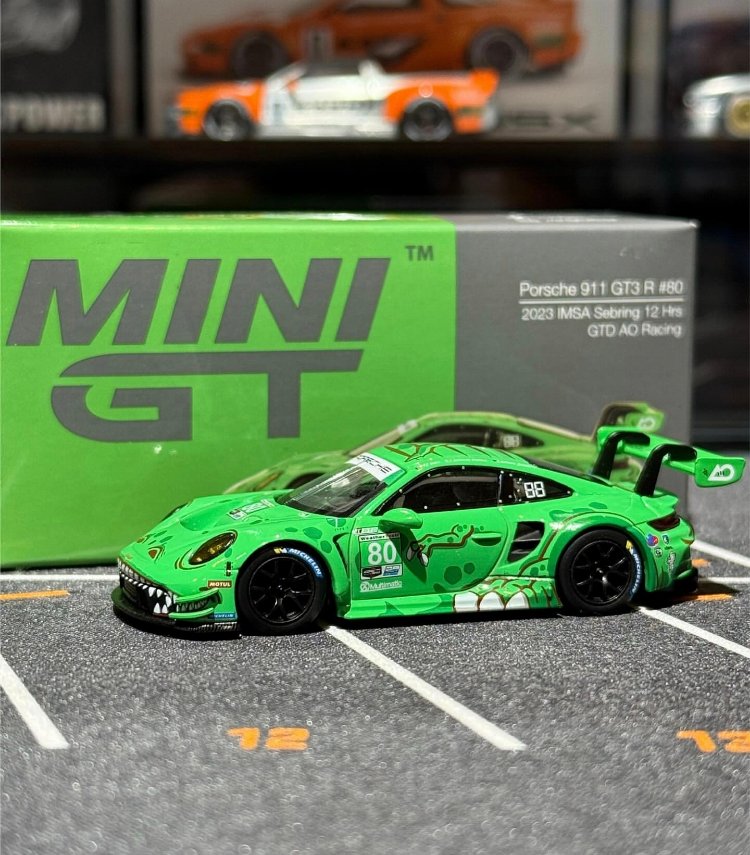 Mini GT 713 Porsche 911 GT3 R #80 GTD AO Racing 2023 IMSA Sebring 12 Hrs