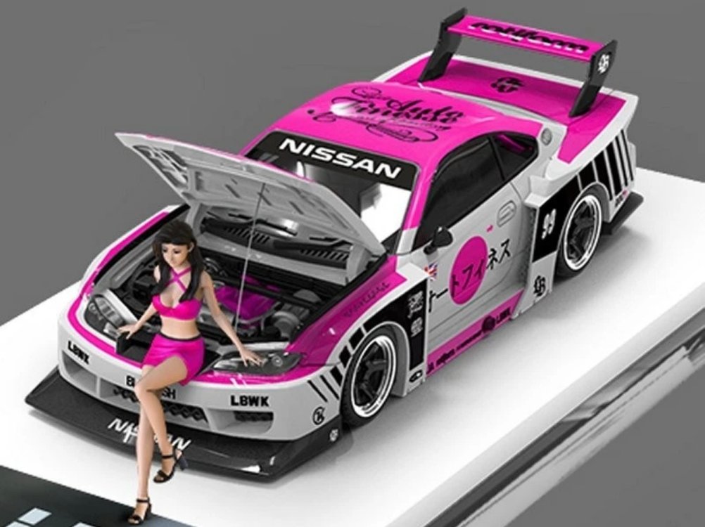 TPC NISSAN Silvia LB (S15) - Liberty Walk + Figure - Pink/White