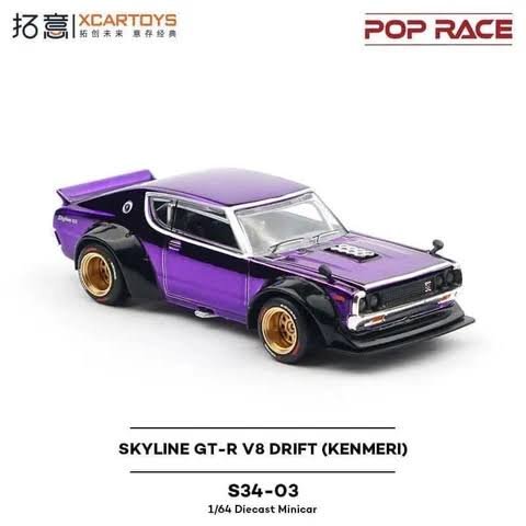 XCarToys X Pop Race Nissan Skyline GT-R V8 Drift (Kenmeri) Shop Exclusive S34-03