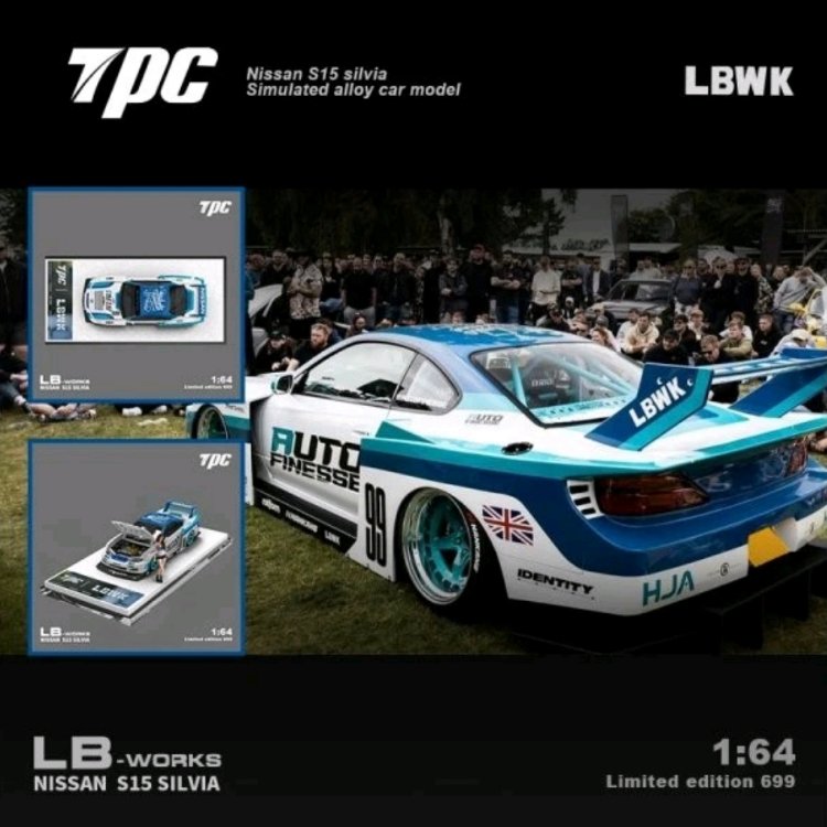 TPC NISSAN Silvia LB (S15) - Liberty Walk + Figure -Blue/White