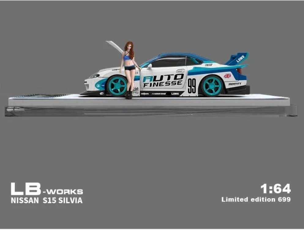 TPC NISSAN Silvia LB (S15) - Liberty Walk + Figure -Blue/White