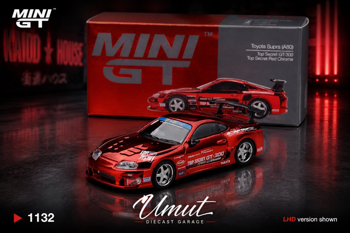 Mini GT Toyota Supra (A80) Top Secret GT-300 Top Secret Red Chrome MGT01132