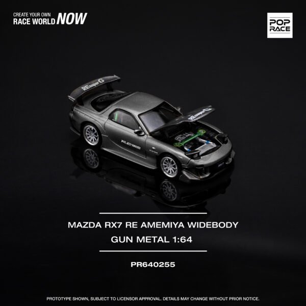 Pop Race 1/64 Mazda Rx-7 RE Amemiya Widebody Gun Metal PR640255