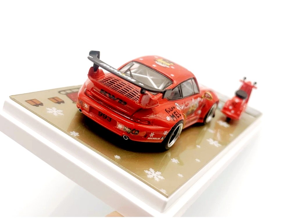 Ultimate Player 1:64 Red Christmas RWB 993 Bicycle Bike Sport Model Diecast Collect Car