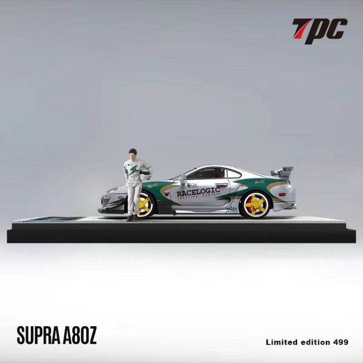 TPC Toyota Supra A80 Z Silver Green + Figure