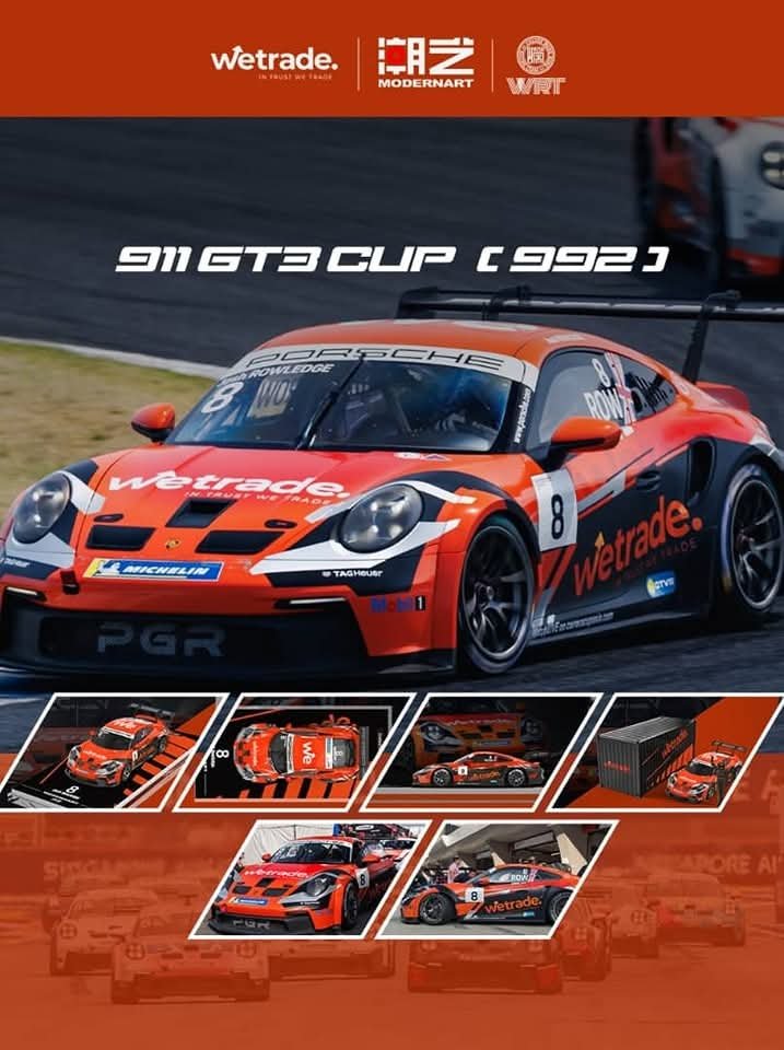 ModernArt Porsche 911 GT3 CUP no.8 Wetrade (Pleksi-Kapalı Jelatinli-Limitli Model)