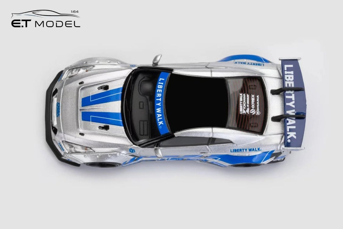 ET Model x Model Collect 1:64 Nissan GT-R R35 LB Widebody Modified 1.5 Version FNF Silver Blue
