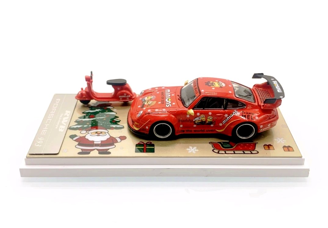 Ultimate Player 1:64 Red Christmas RWB 993 Bicycle Bike Sport Model Diecast Collect Car
