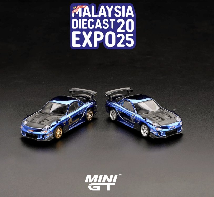Mini GT 1020 Mazda RX-7 RE-Amemiya Chrome Blue 2025 Malaysia Diecast Expo Limit 3000