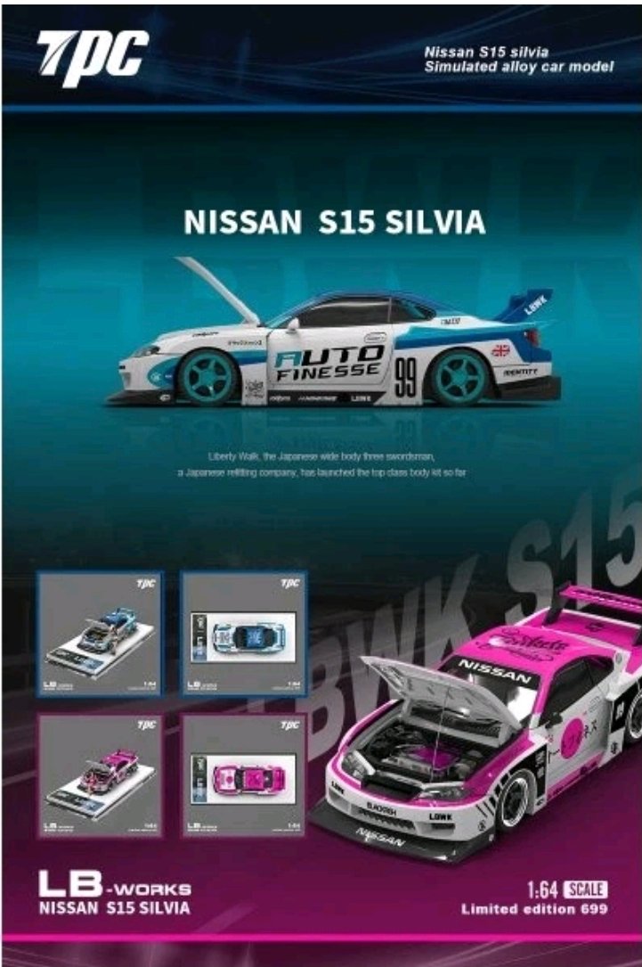 TPC NISSAN Silvia LB (S15) - Liberty Walk + Figure - Pink/White