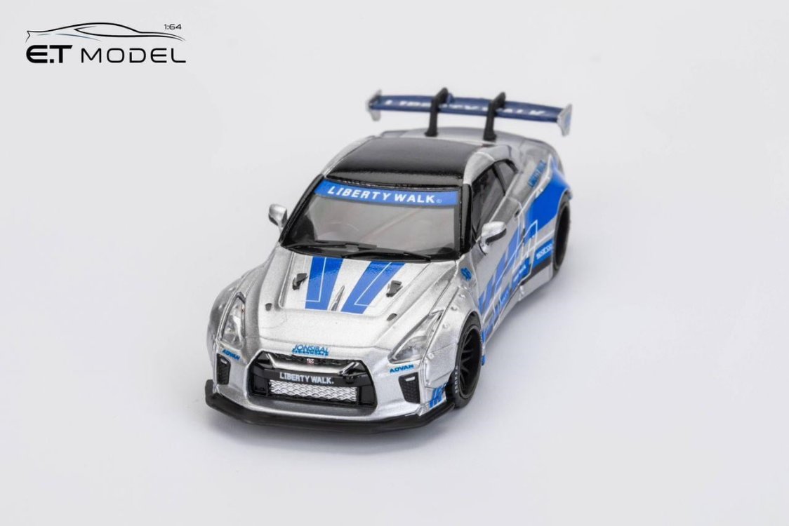 ET Model x Model Collect 1:64 Nissan GT-R R35 LB Widebody Modified 1.5 Version FNF Silver Blue