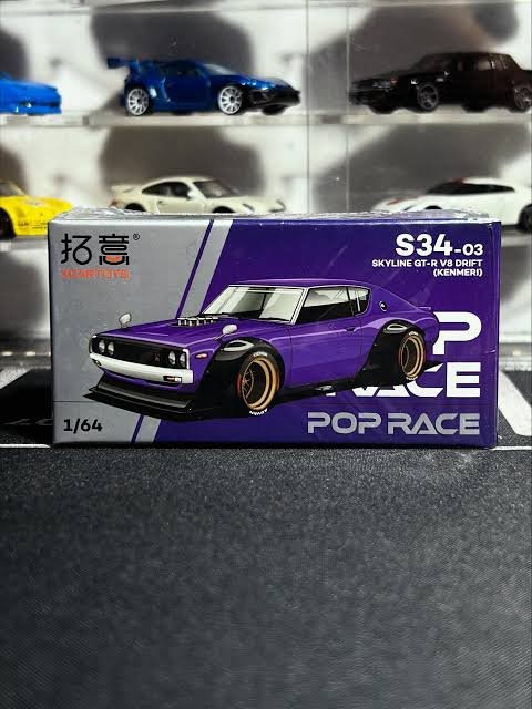 XCarToys X Pop Race Nissan Skyline GT-R V8 Drift (Kenmeri) Shop Exclusive S34-03