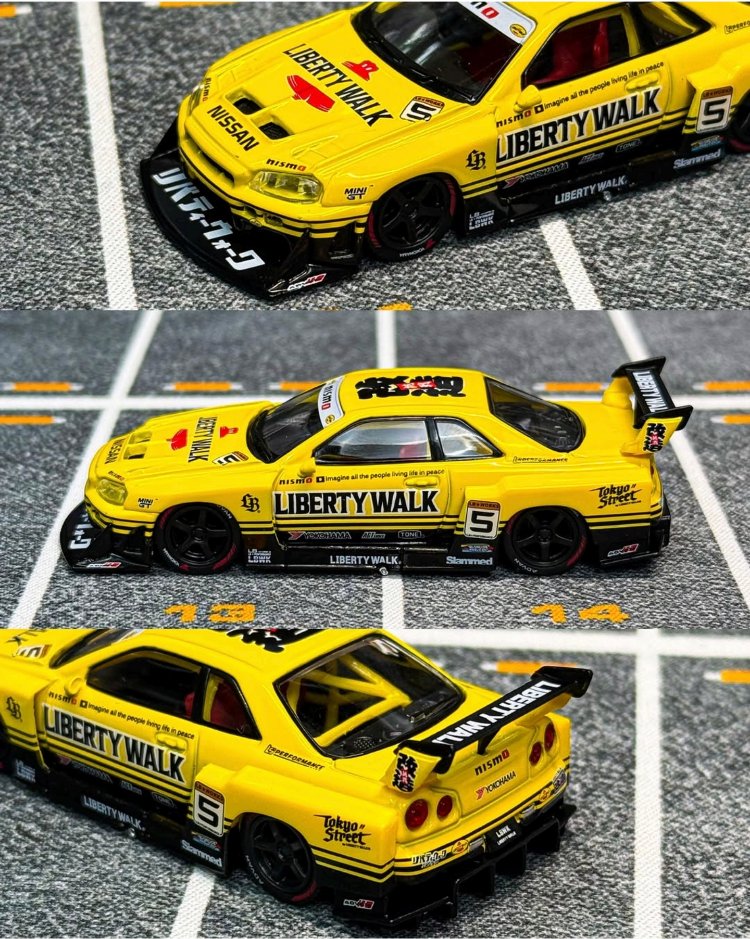 Mini GT Nissan LB-ER34 Super Silhouette SKYLINE Sport Yellow MGT01182

