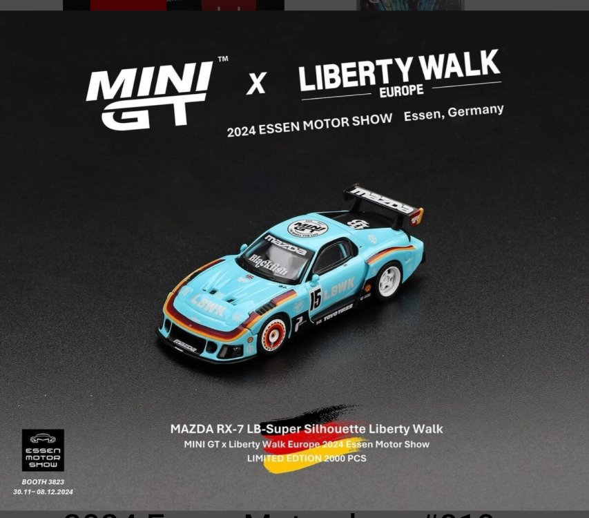 Mini GT 810 Mazda RX-7 LB-Super Silhouette Liberty Walk Europe 2024 Essen Motorshow 2000 Limitli