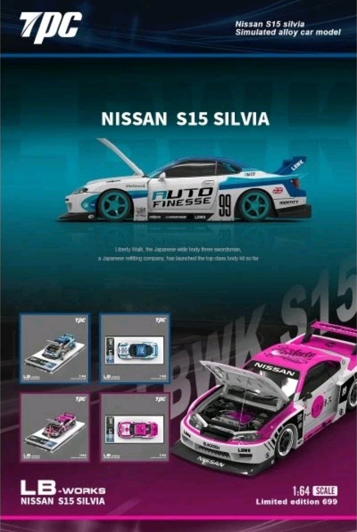 TPC NISSAN Silvia LB (S15) - Liberty Walk + Figure -Blue/White