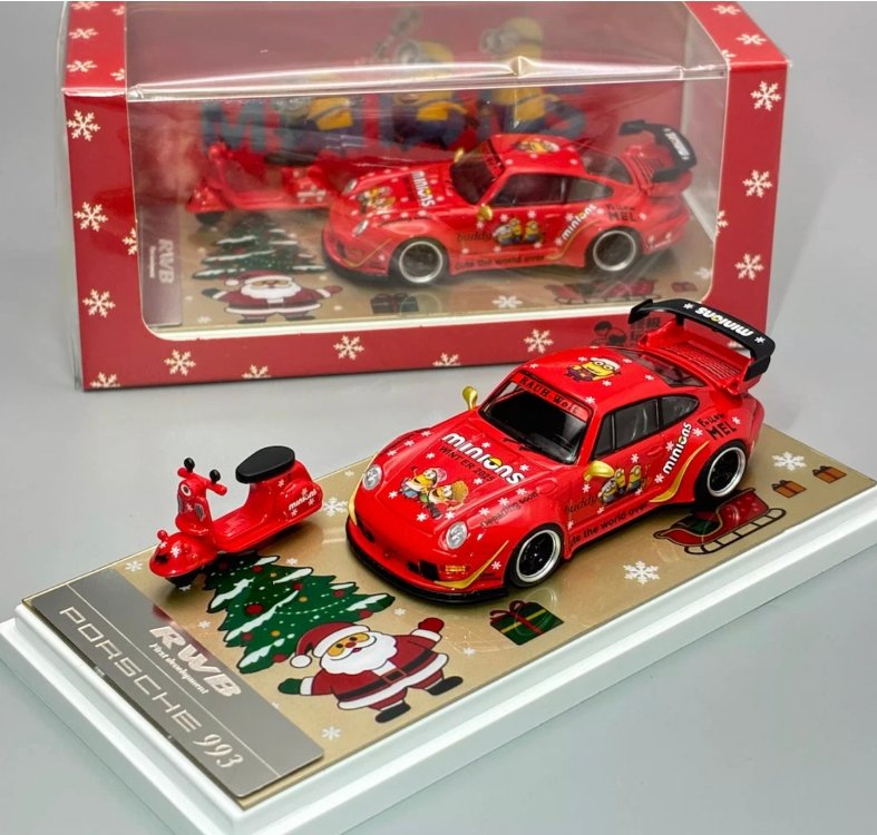 Ultimate Player 1:64 Red Christmas RWB 993 Bicycle Bike Sport Model Diecast Collect Car